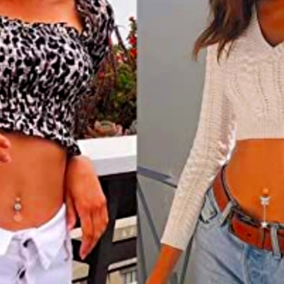 6 Pieces Rose Gold & CZ Belly Button Bling NWT - Picture 3 of 5